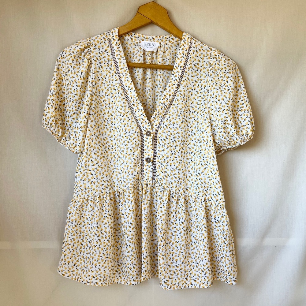 Sienna Sky Yellow Flower Blouse Size S